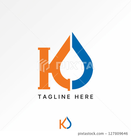 Logo design graphic concept creative premium vector stock image top sell initial K O font water drop pipe plumbing monogram service home repair drain 127809646