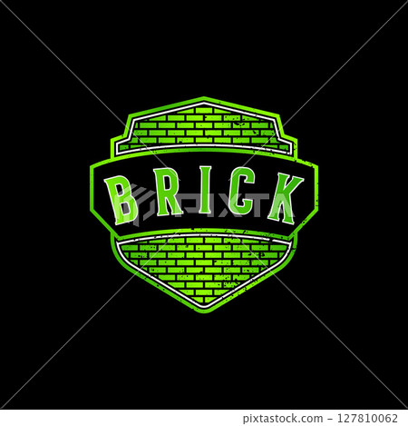 Logo design graphic concept creative premium vector stock image top sell emblem badge guard security Brick wall shield fitness strong soldier building 127810062