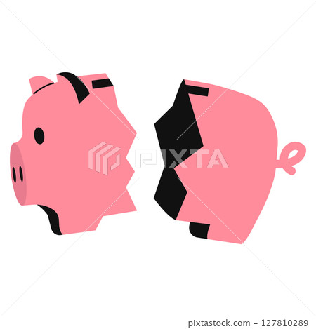 Illustration of a Broken Piggy Bank Illustration of a Broken Piggy Bank 127810289
