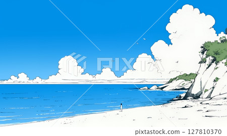Summer beach scene (simple colors) 127810370