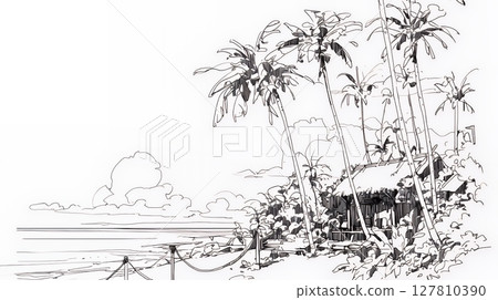 Summer beach scene (simple colors) 127810390