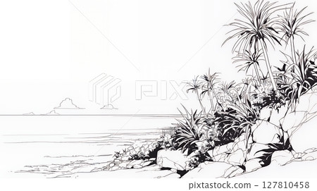 Summer beach scene (simple colors) Summer beach scene (simple colors) 127810458