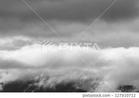 Monochrome sea of clouds over the mountain top after the rain 03 Monochrome sea of clouds over the mountain top after the rain 03 127810712