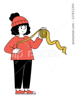 Woman with Measuring Tape Woman with Measuring Tape 127811343