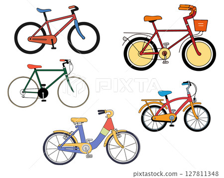 Collection of Colorful Cartoon Bicycles 127811348