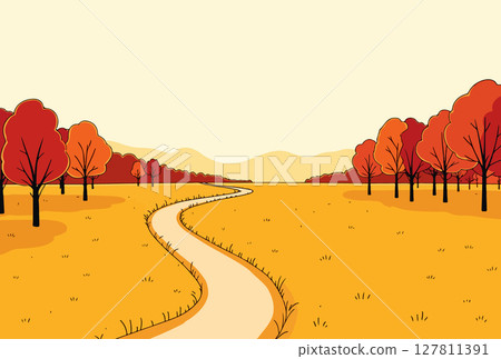 Autumn Landscape with Winding Path Autumn Landscape with Winding Path 127811391