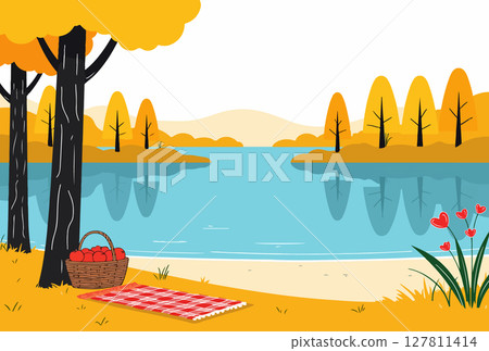 Autumn Picnic by the Lake 127811414
