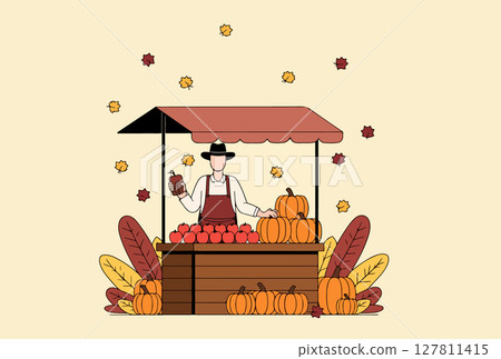 Autumn Harvest Market Stall 127811415