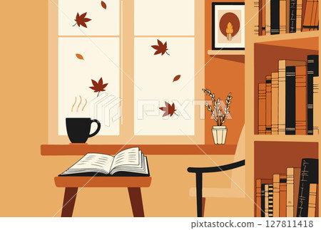 Cozy Autumn Reading Nook 127811418