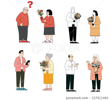 People Receiving Flowers People Receiving Flowers 127811465