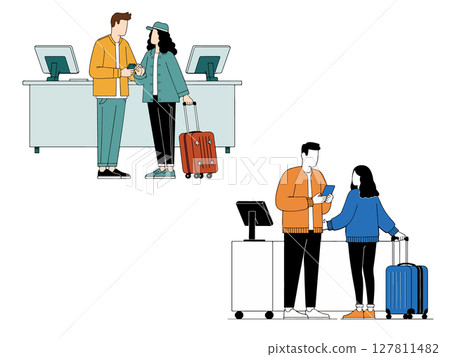 Travelers at Airport Check-in 127811482