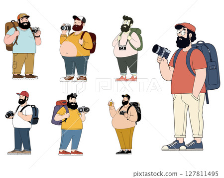Cartoon Tourists with Cameras Cartoon Tourists with Cameras 127811495