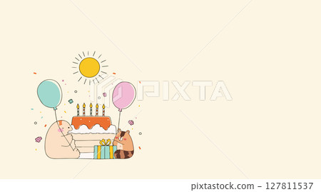 Cute Animals Celebrating Birthday 127811537