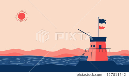 Stylized Lighthouse Illustration 127811542