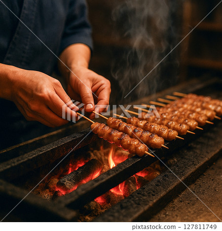 烤雞肉串工匠 127811749