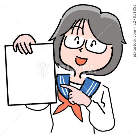 Junior high school girl with glasses - presentation 127811853