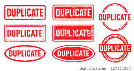 Duplicate Stamp vector set. Duplicate Rubber Stamp design collection. Duplicate Grunge stamp pack. Seal Duplicate. Vector illustration image. Isolated one white background. 127811963
