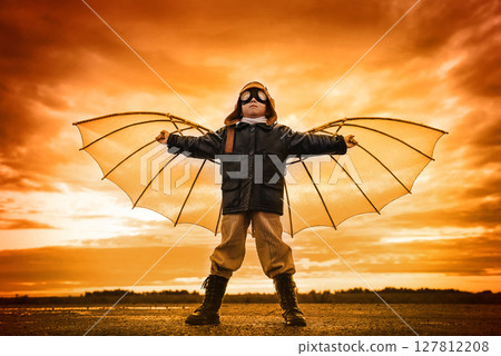 Child dreams of flying 127812208