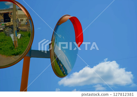 藍藍的天空下的曲線鏡 藍藍的天空下的曲線鏡 127812381