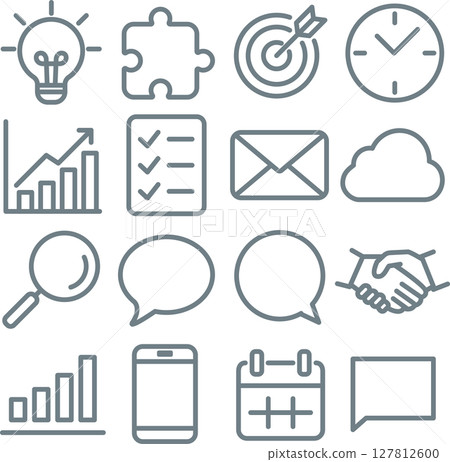Business icon pictogram infographic line decoration illustration material set Business icon pictogram infographic line decoration illustration material set 127812600