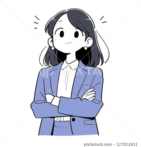 一個女商人，她的雙臂交叉的插圖 127812631