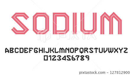 Set of alphabets font letters and numbers 127812900