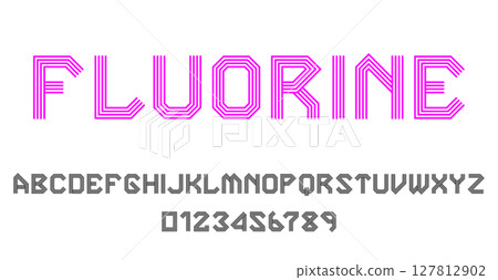 Set of alphabets font letters and numbers 127812902