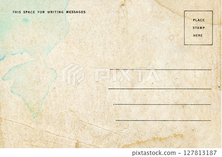 Backside of postcard with dirty stain Backside of postcard with dirty stain 127813187