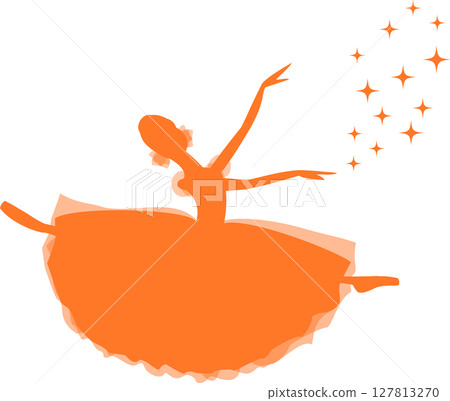 芭蕾舞女星跳舞芭蕾橙色剪影 芭蕾舞女星跳舞芭蕾橙色剪影 127813270