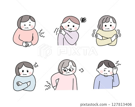 可愛隨和的手繪老年婦女/身心障礙 127813406