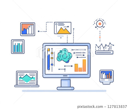 artificial intelligence concept with icons of automation and data science 127813837