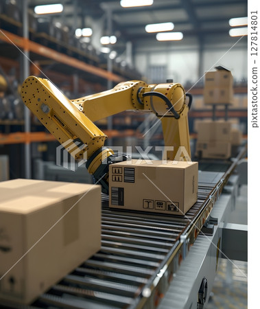 package with RFID tag scanned by autonomous robot package with RFID tag scanned by autonomous robot 127814801