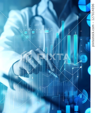 healthcare data in bar chart infographic with soft blue tone 127814896