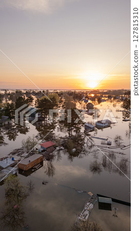 Global warming, floods on the planet.The apocalypse, catastrophes.Storms and destruction.Natural disasters,climate change,the riot of nature.The remnants of human life are floating in dirty water.End 127815310