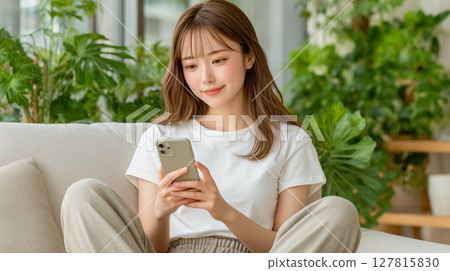 觀看智能手機的婦女 127815830