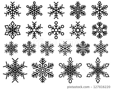 Snowflake line icon set Snowflake line icon set 127816220