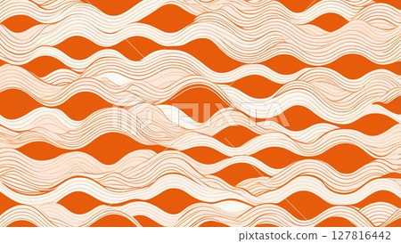 帶有 Seigaiha 裝飾圖案柿子色圖案的框架模板材料 | 向量風格線條藝術 帶有 Seigaiha 裝飾圖案柿子色圖案的框架模板材料 | 向量風格線條藝術 127816442