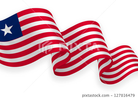 Liberia national flag waving on white background Liberia national flag waving on white background 127816479
