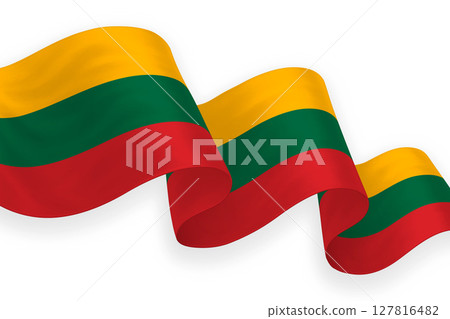Lithuania national flag waving on white background Lithuania national flag waving on white background 127816482