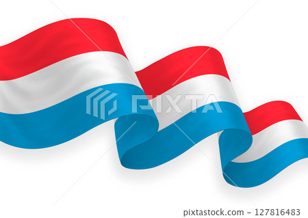 Luxembourg national flag waving on white background 127816483