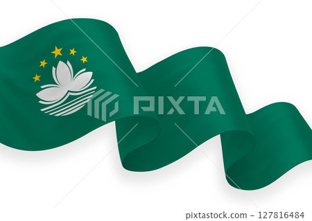 Macao national flag waving on white background 127816484