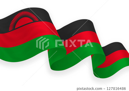Malawi national flag waving on white background 127816486