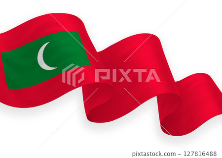 Maldives national flag waving on white background 127816488