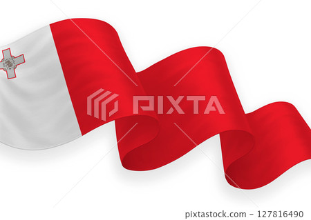 Malta national flag waving on white background Malta national flag waving on white background 127816490