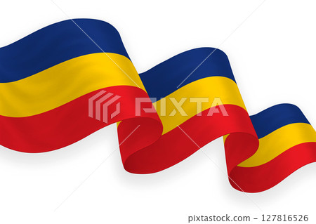 Romania national flag waving on white background 127816526
