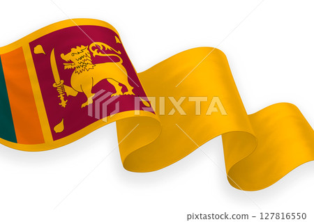 Sri Lanka national flag waving on white background 127816550