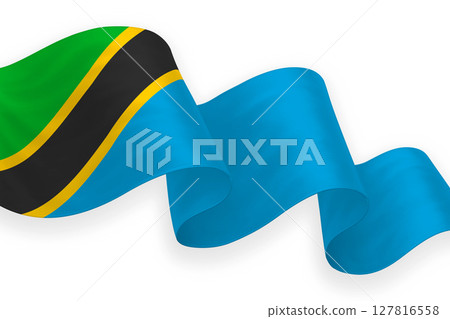 Tanzania national flag waving on white background 127816558