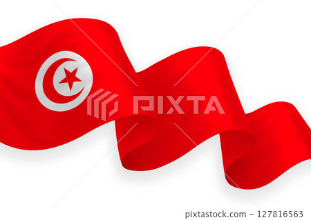 Tunisia national flag waving on white background 127816563