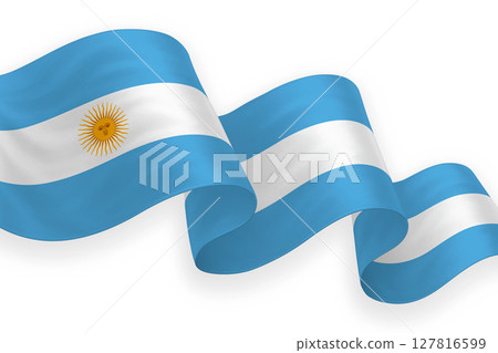 Argentina national flag waving on white background 127816599