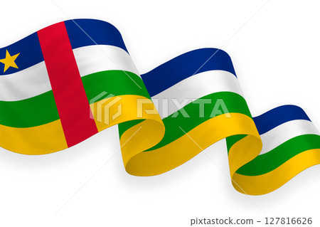 Central African Republic national flag waving on white background 127816626
